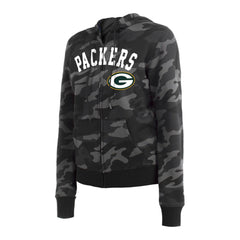 Green Bay Packers New Era Women's Camo Full-Zip Hoodie - Black discount