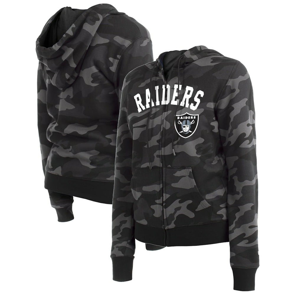 Las Vegas Raiders New Era Women's Camo Full-Zip Hoodie - Black for sale