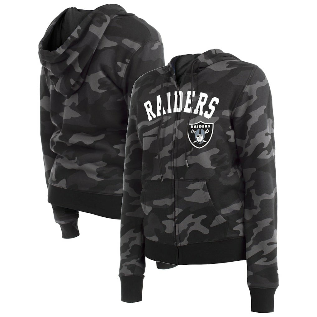 Las Vegas Raiders New Era Women's Camo Full-Zip Hoodie - Black for sale