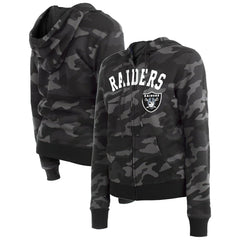Las Vegas Raiders New Era Women's Camo Full-Zip Hoodie - Black for sale