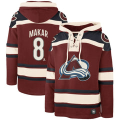 Cale Makar Colorado Avalanche '47 Player Name & Number Lacer Pullover Hoodie - Burgundy Hoodies
