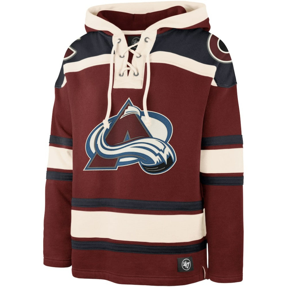 Cale Makar Colorado Avalanche '47 Player Name & Number Lacer Pullover Hoodie - Burgundy Hoodies