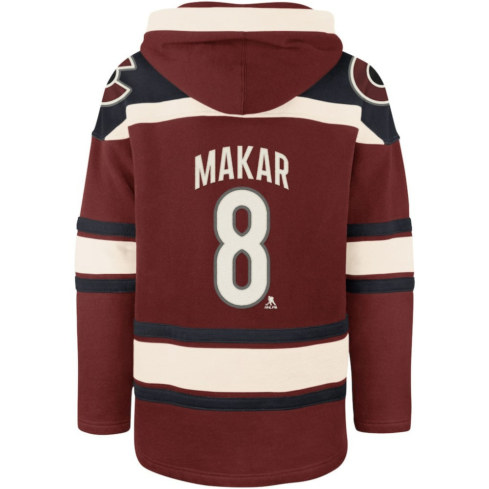Cale Makar Colorado Avalanche '47 Player Name & Number Lacer Pullover Hoodie - Burgundy Hoodies