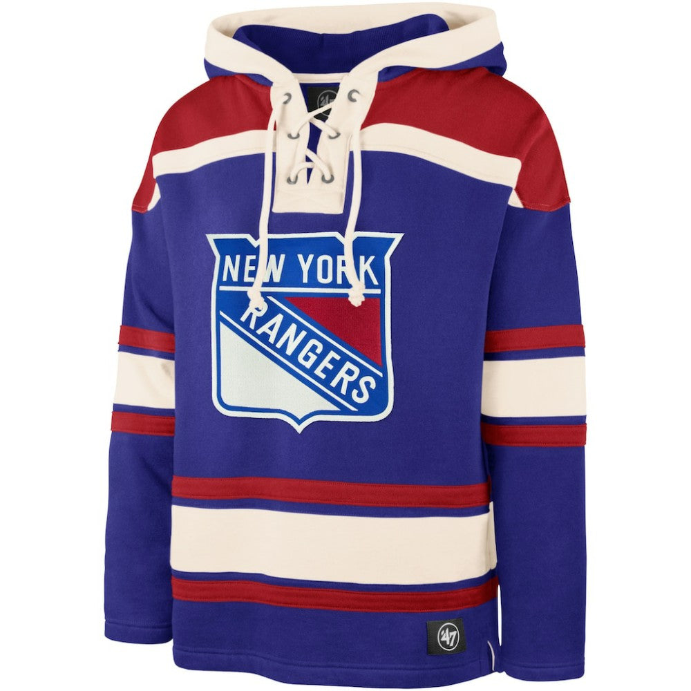Mika Zibanejad New York Rangers '47 Player Name & Number Lacer Pullover Hoodie - Blue Hoodies