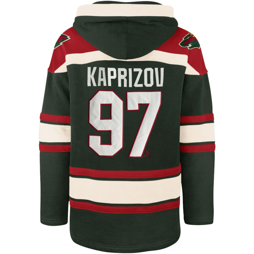 Kirill Kaprizov Minnesota Wild '47 Player Name & Number Lacer Pullover Hoodie - Green Hoodies