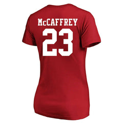 Christian McCaffrey San Francisco 49ers Women's Plus Size Fair Catch Name & Number Scoop Neck T-Shirt - Scarlet for sale