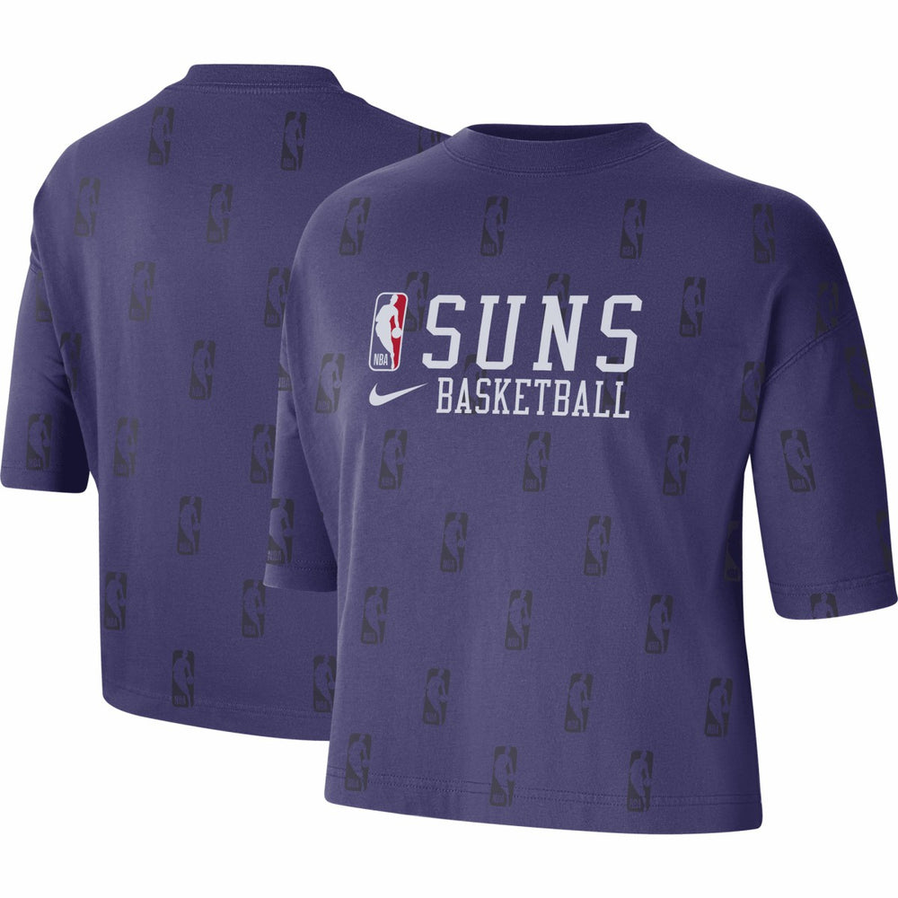 Phoenix Suns Women's Allover NBA Logo Boxy T-Shirt - Purple outlet