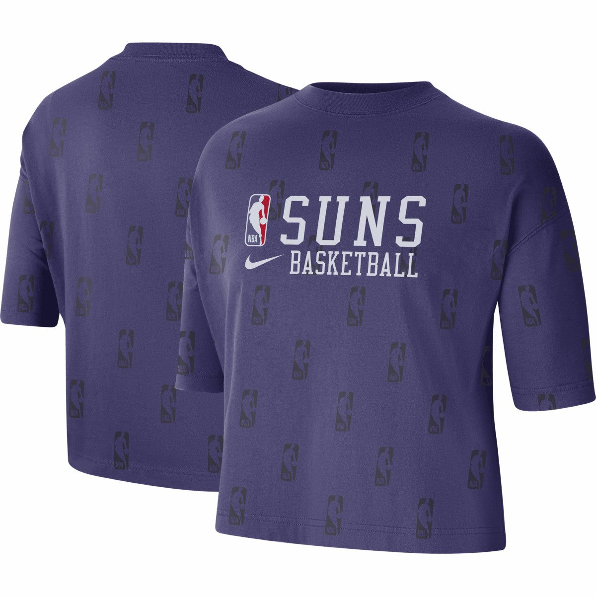 Phoenix Suns Women's Allover NBA Logo Boxy T-Shirt - Purple outlet