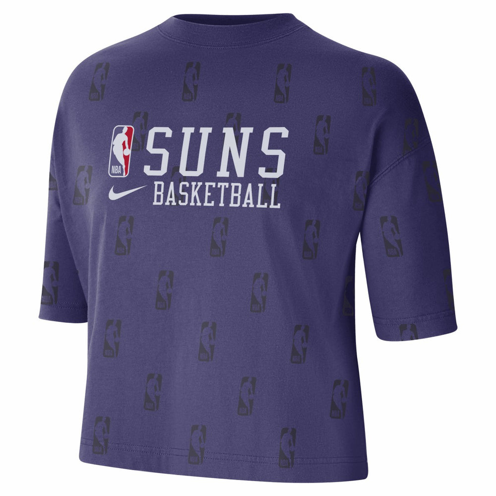 Phoenix Suns Women's Allover NBA Logo Boxy T-Shirt - Purple outlet