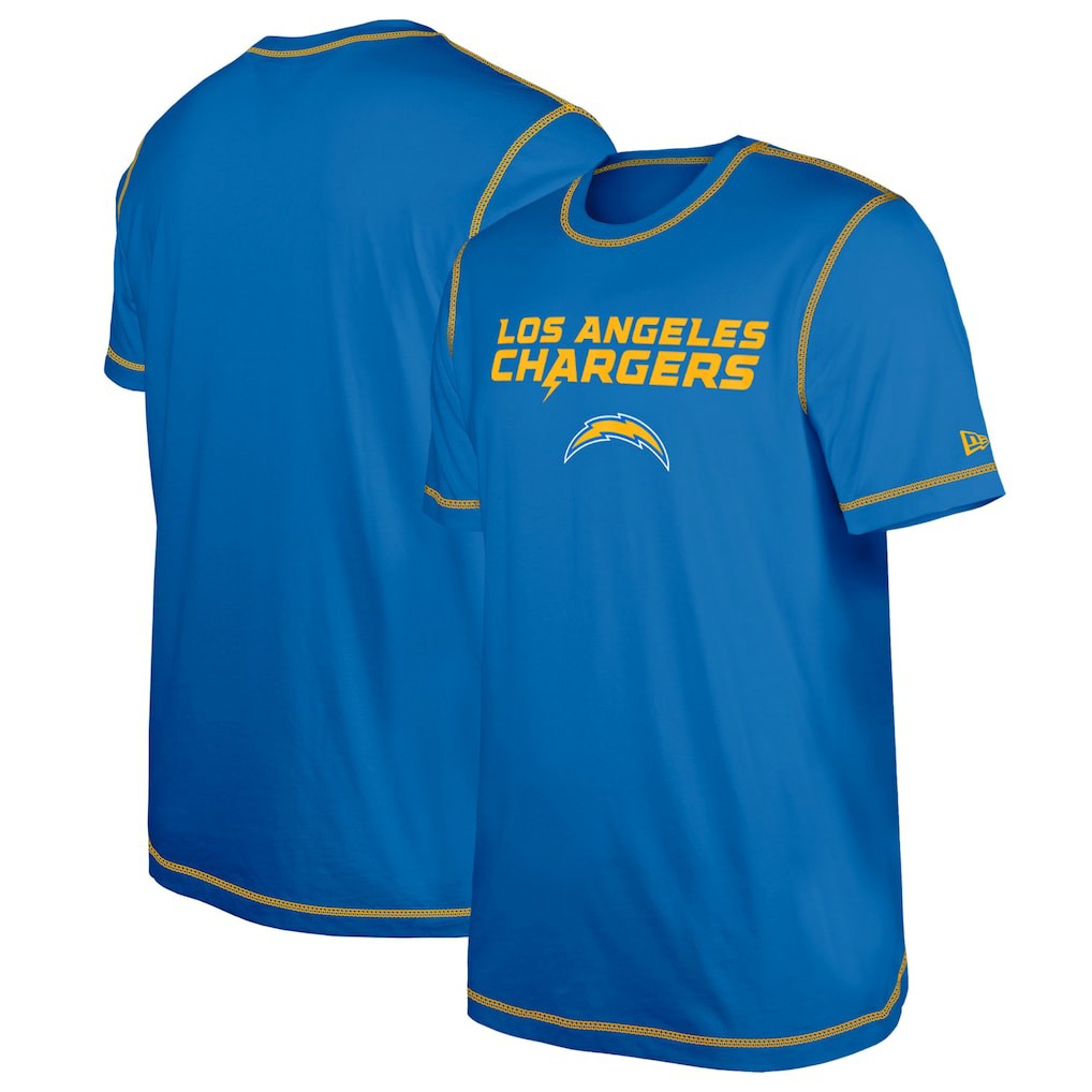 Los Angeles Chargers New Era Third Down Puff Print T-Shirt - Blue cheap