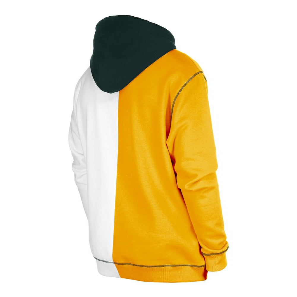 Green Bay Packers New Era Third Down Split Raglan Pullover Hoodie - Gold/White on sale