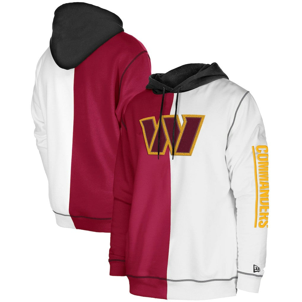 Washington Commanders New Era Third Down Split Raglan Pullover Hoodie - Burgundy/White discount