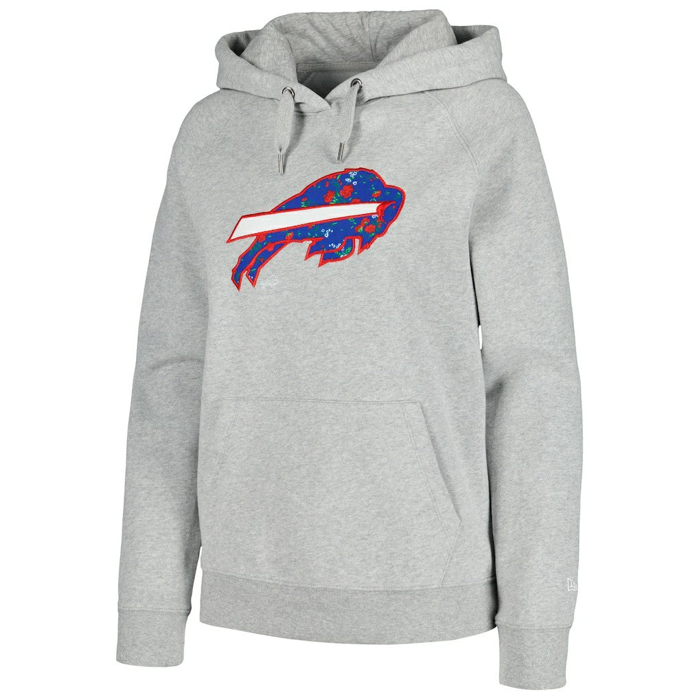 Buffalo Bills New Era Women's Floral Raglan Pullover Hoodie - Gray for sale
