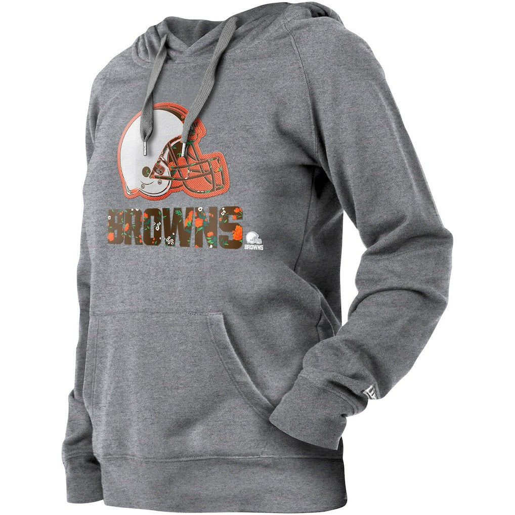 Cleveland Browns New Era Women's Floral Raglan Pullover Hoodie - Gray sale