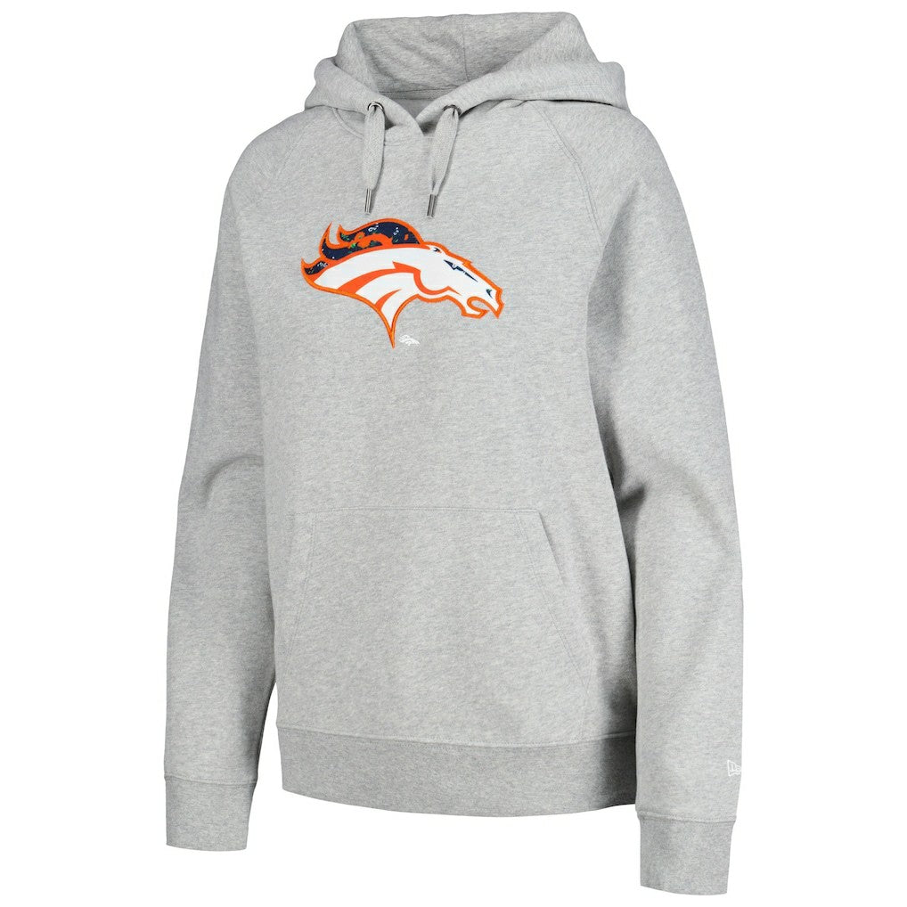 Denver Broncos New Era Women's Floral Raglan Pullover Hoodie - Gray for sale