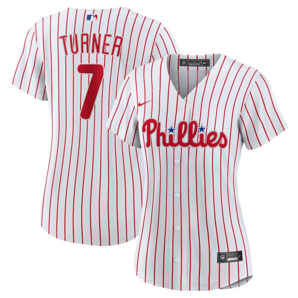 Trea Turner Philadelphia Phillies Women's Home Replica Player Jersey White