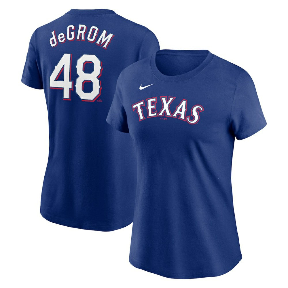 Jacob deGrom Texas Rangers Women's 2023 Name & Number T-Shirt Royal