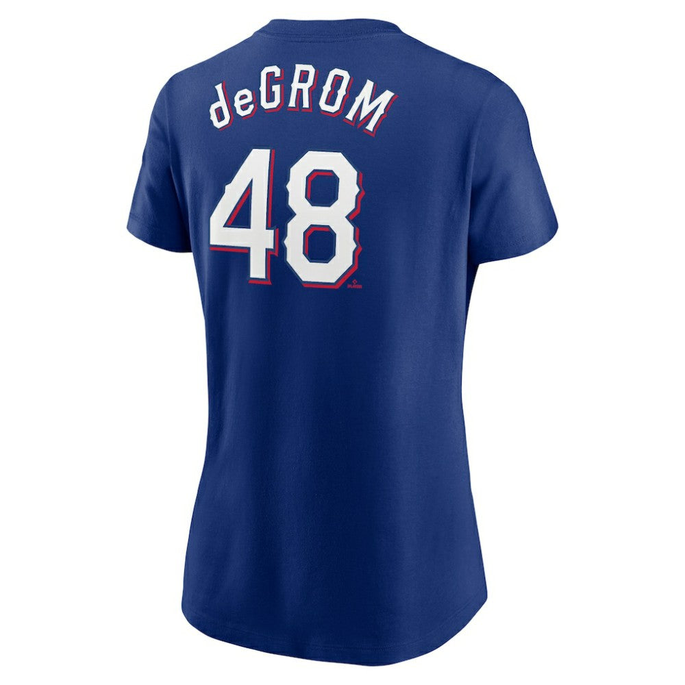 Jacob deGrom Texas Rangers Women's 2023 Name & Number T-Shirt Royal