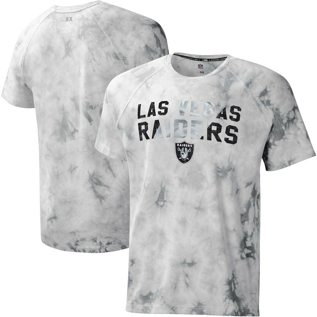 Las Vegas Raiders MSX by Michael Strahan Resolution Tie-Dye Raglan T-Shirt - Gray cheap