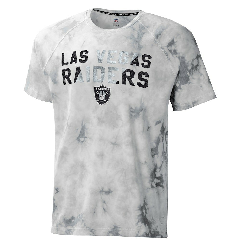Las Vegas Raiders MSX by Michael Strahan Resolution Tie-Dye Raglan T-Shirt - Gray cheap