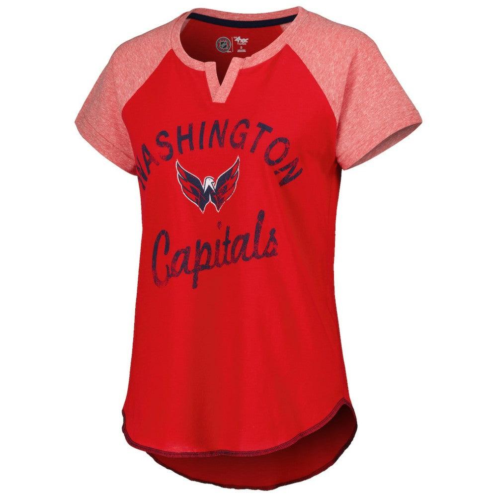 Washington Capitals Starter Women's Grand Slam Raglan Notch Neck T-Shirt - Red T-shirts