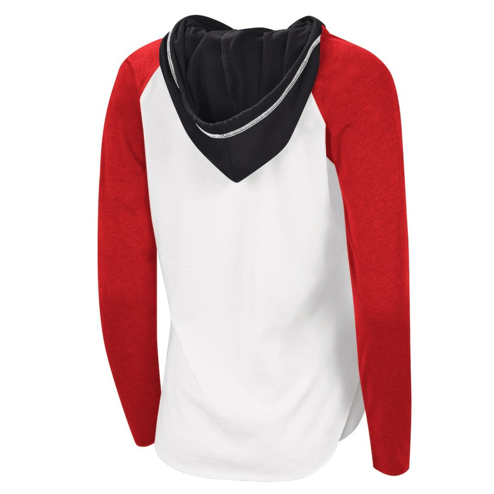 Chicago Blackhawks G-III 4Her by Carl Banks Women's MVP Raglan Lightweight Hooded T-Shirt - White/Heather Red T-shirts