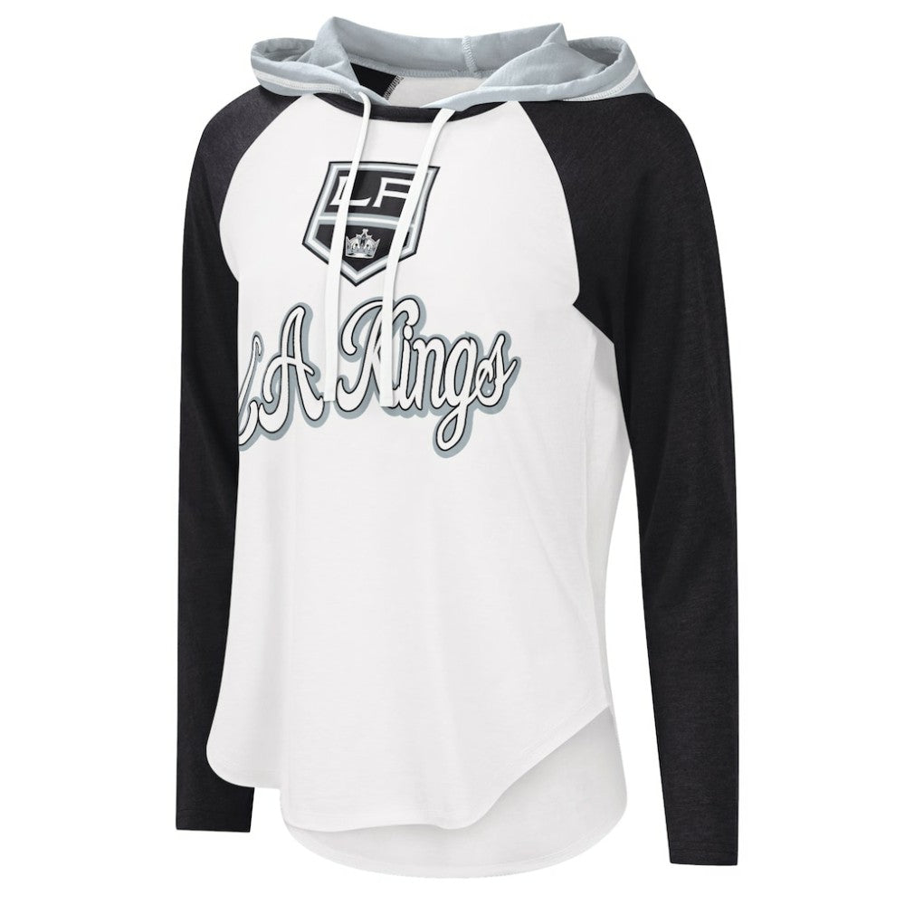 Los Angeles Kings G-III 4Her by Carl Banks Women's MVP Raglan Lightweight Hooded T-Shirt - White/Black T-shirts