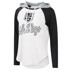 Los Angeles Kings G-III 4Her by Carl Banks Women's MVP Raglan Lightweight Hooded T-Shirt - White/Black T-shirts