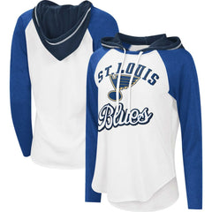 St. Louis Blues G-III 4Her by Carl Banks Women's MVP Raglan Lightweight Hooded T-Shirt - White/Blue T-shirts