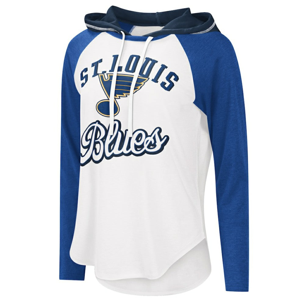 St. Louis Blues G-III 4Her by Carl Banks Women's MVP Raglan Lightweight Hooded T-Shirt - White/Blue T-shirts