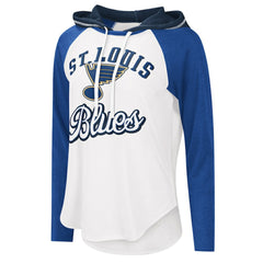 St. Louis Blues G-III 4Her by Carl Banks Women's MVP Raglan Lightweight Hooded T-Shirt - White/Blue T-shirts