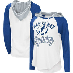 Tampa Bay Lightning G-III 4Her by Carl Banks Women's MVP Raglan Lightweight Hooded T-Shirt - White/Blue T-shirts