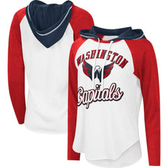 Washington Capitals G-III 4Her by Carl Banks Women's MVP Raglan Lightweight Hooded T-Shirt - White/Heather Red T-shirts