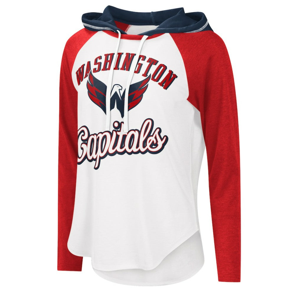 Washington Capitals G-III 4Her by Carl Banks Women's MVP Raglan Lightweight Hooded T-Shirt - White/Heather Red T-shirts