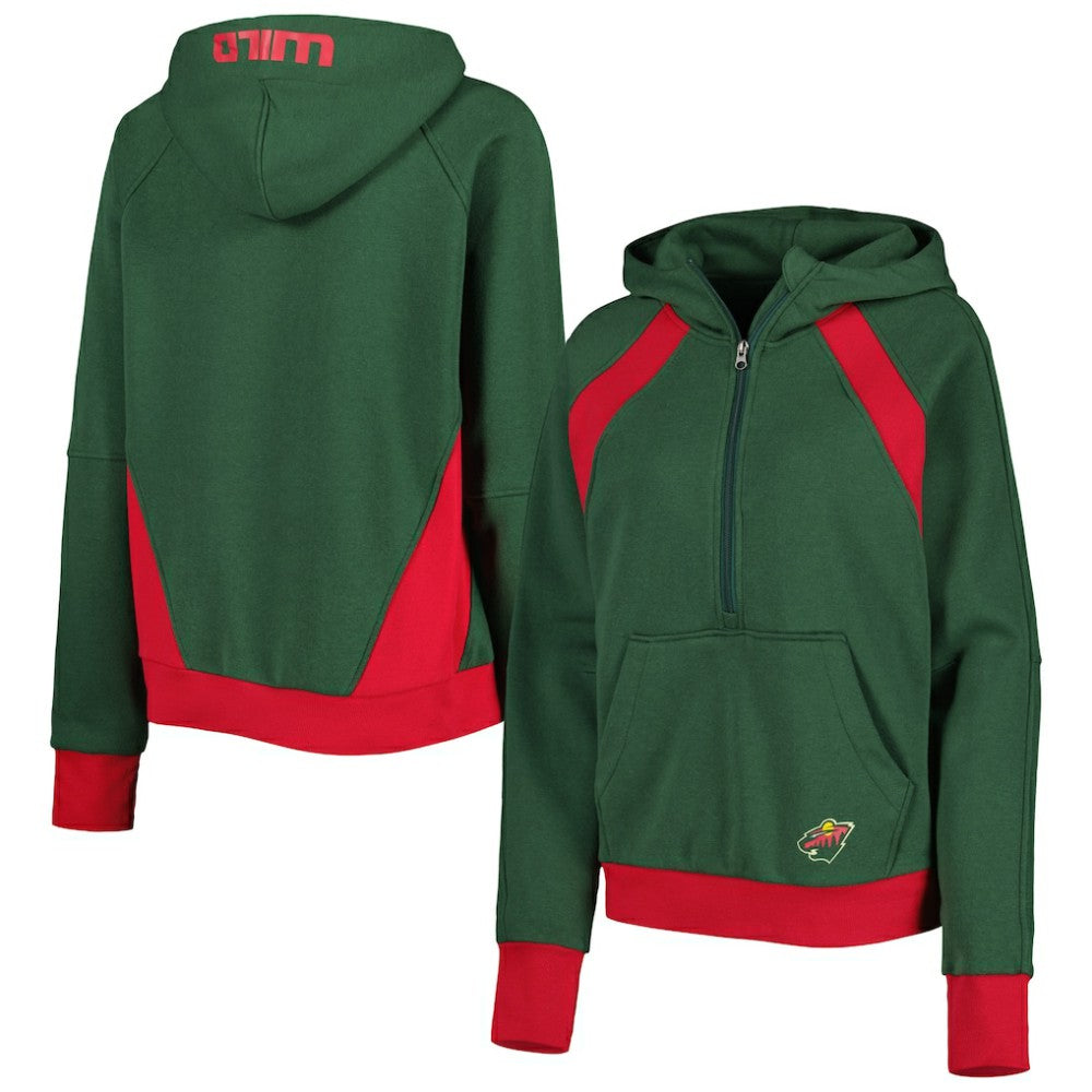 Minnesota Wild Starter Women's Wishbone Half-Zip Hoodie - Green Hoodies