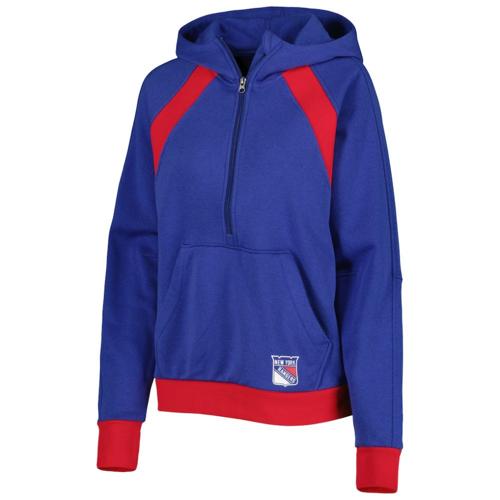 New York Rangers Starter Women's Wishbone Half-Zip Hoodie - Blue Hoodies