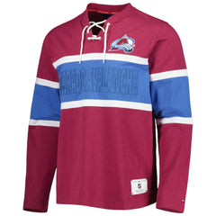Colorado Avalanche Tommy Hilfiger Walter Lace-Up Long Sleeve Top - Burgundy Tops