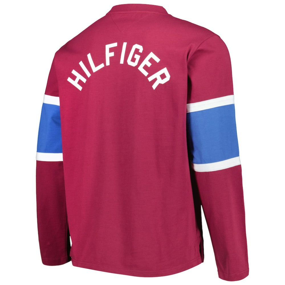 Colorado Avalanche Tommy Hilfiger Walter Lace-Up Long Sleeve Top - Burgundy Tops