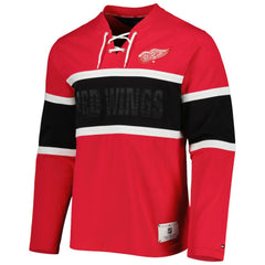 Detroit Red Wings Tommy Hilfiger Walter Lace-Up Long Sleeve Top - Red Tops
