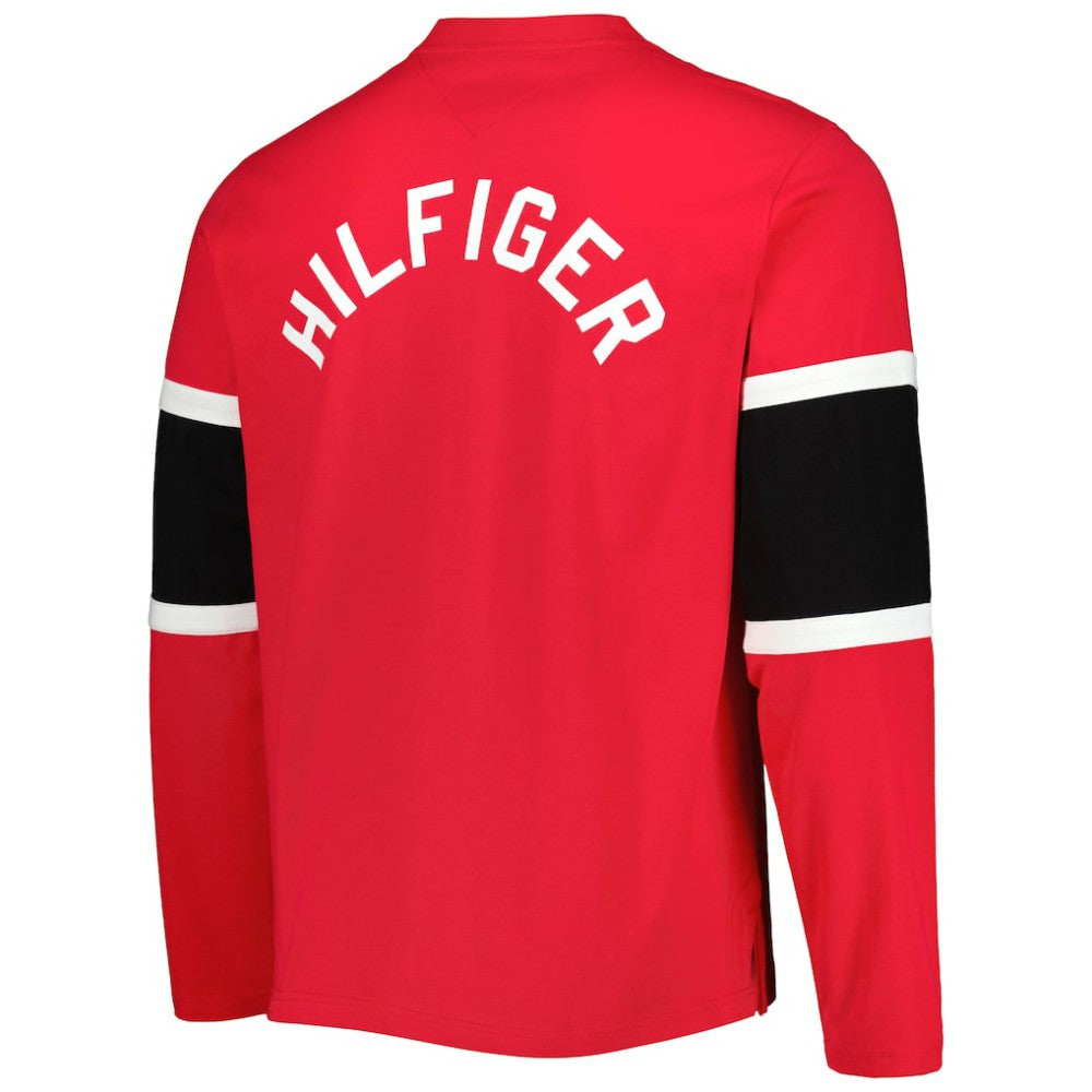 Detroit Red Wings Tommy Hilfiger Walter Lace-Up Long Sleeve Top - Red Tops