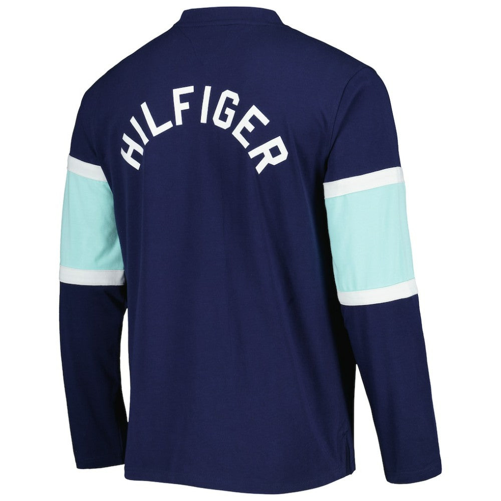 Seattle Kraken Tommy Hilfiger Walter Lace-Up Long Sleeve Top - Deep Sea Blue Tops