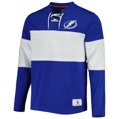 Tampa Bay Lightning Tommy Hilfiger Walter Lace-Up Long Sleeve Top - Blue Tops