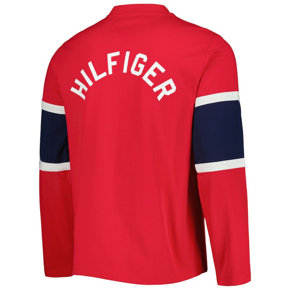 Washington Capitals Tommy Hilfiger Walter Lace-Up Long Sleeve Top - Red Tops