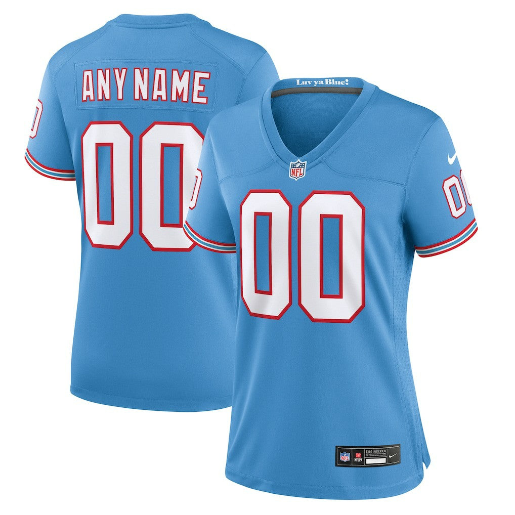 Tennessee Titans Women's Oilers Throwback Custom Game Jersey - Light Blue discount