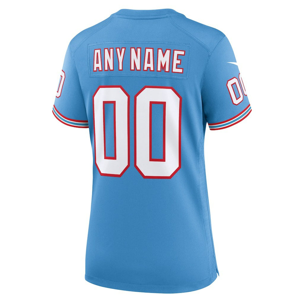 Tennessee Titans Women's Oilers Throwback Custom Game Jersey - Light Blue discount