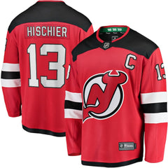 Nico Hischier New Jersey Devils Fanatics Captain Patch Home Breakaway Jersey - Red Jerseys