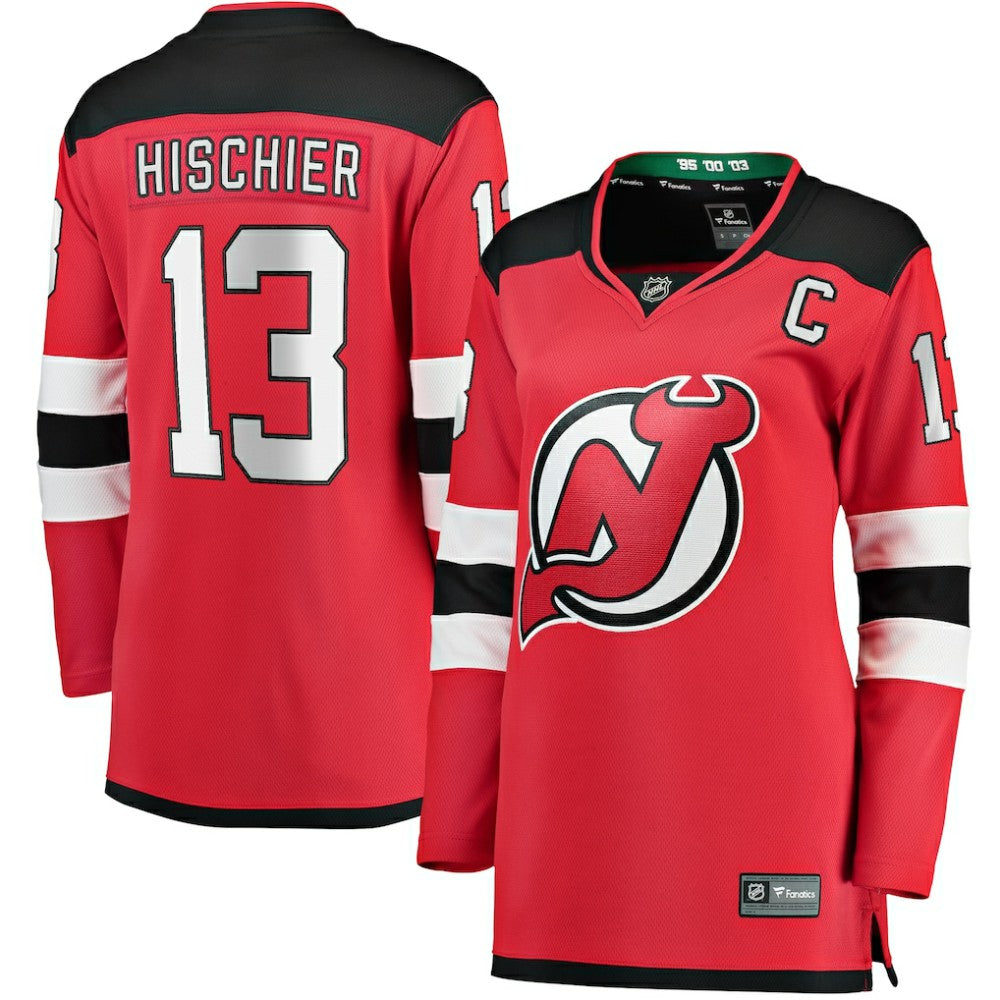 Nico Hischier New Jersey Devils Fanatics Women's Captain Patch Home Breakaway Jersey - Red Jerseys
