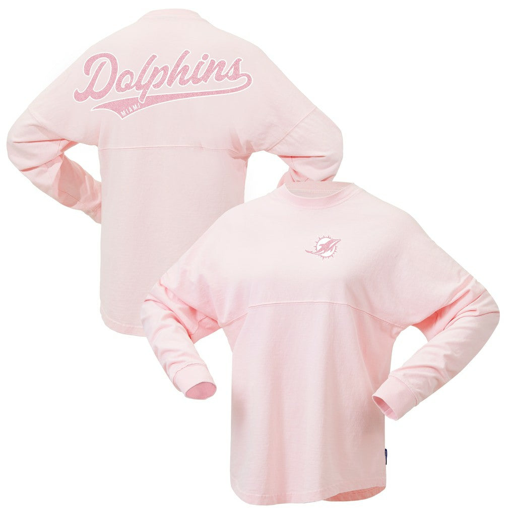 Miami Dolphins Women's Millennial Spirit Jersey T-Shirt - Pink outlet