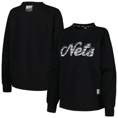 Brooklyn Nets DKNY Sport Women's Regina Raglan Pullover Sweatshirt - Black discount