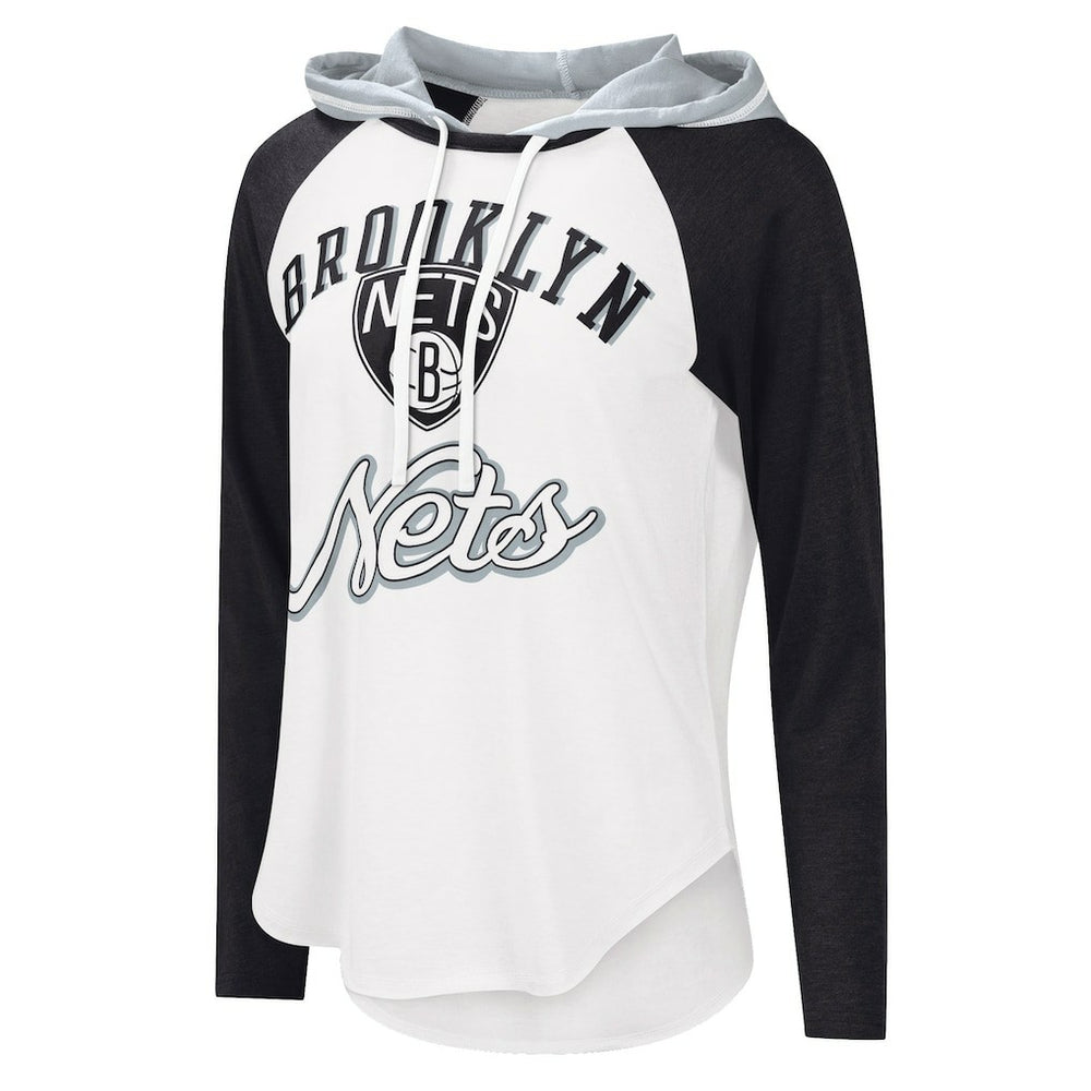 Brooklyn Nets G-III 4Her by Carl Banks Women's MVP Raglan Hoodie Long Sleeve T-Shirt - White on sale